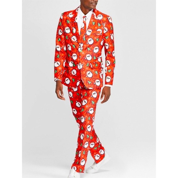 🆕 Suitmeister Cool Santa Christmas 3pc Suit Set Men's Size Medium 38-40R - Picture 1 of 9